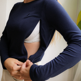 Amme-T-shirt med lange ærmer Marineblå