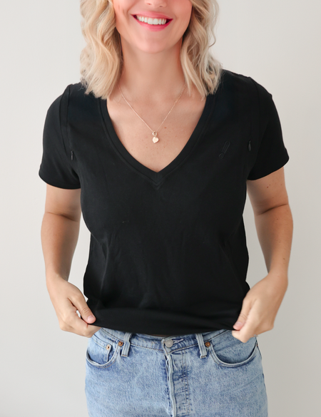 Breastfeeding T-Shirt V-Neck Black