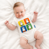 Baby im Retro-Bambus-Body im Pop-Art-Stil Miffy