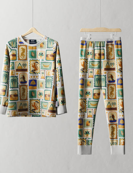 Children's PJ Set Animal Stamps