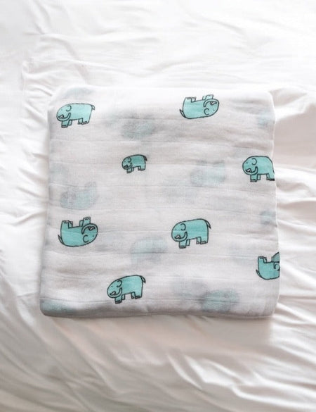 Baby Elephant Large Muslin Blanket