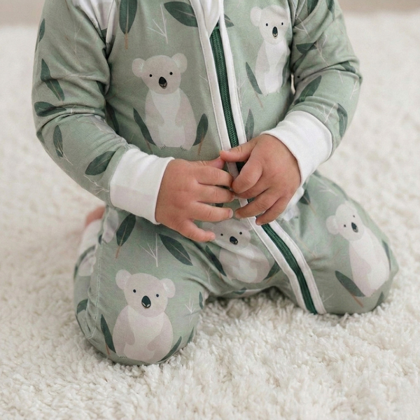 ZIPSTER™ Koala Baby Onesie – Soft Bamboo, Fold-Over Hands, 2-Way