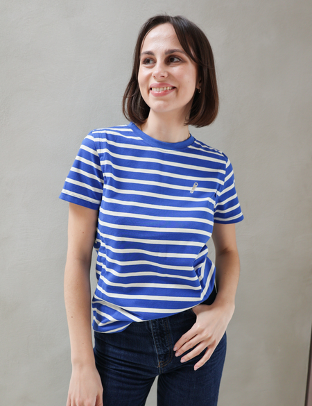 Organic Cotton Breastfeeding T-Shirt Cobalt Stripes