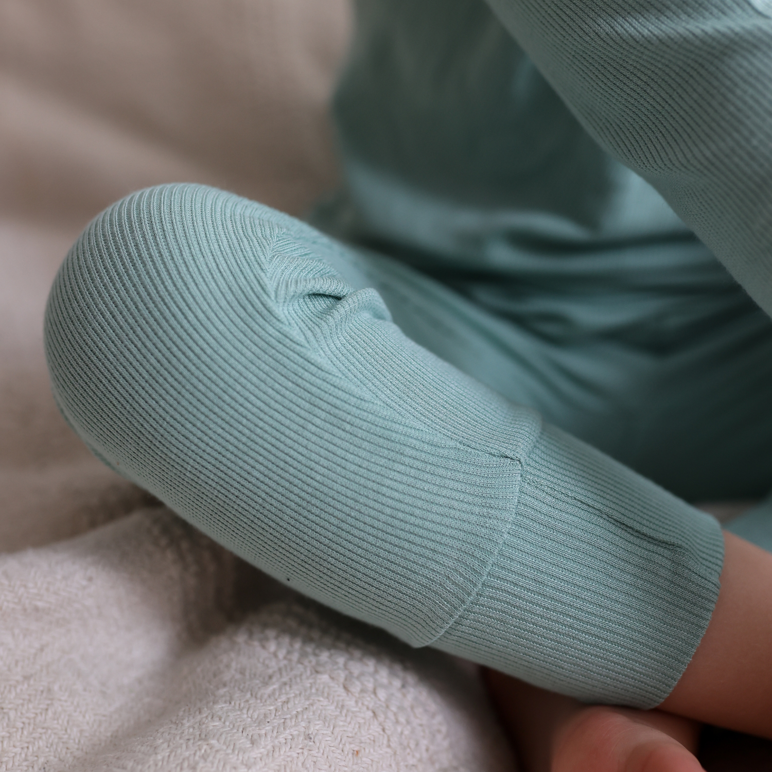 Children's PJ Set Ribbed Sage