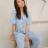 Ladies Pajamas Set Mediterranean Lemons