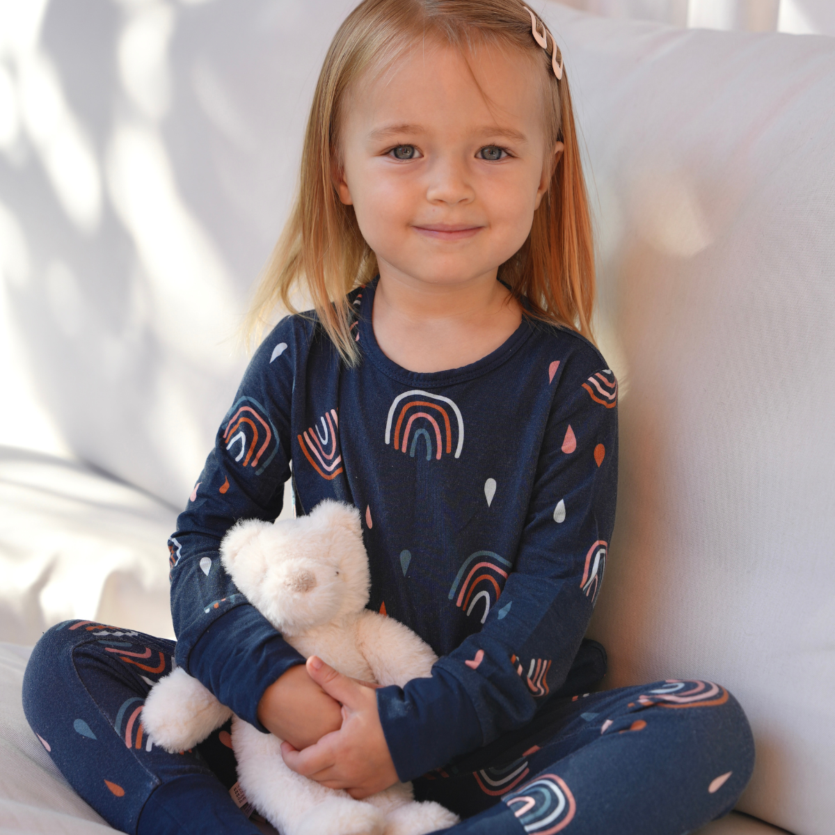 Lasten PJ-setti Navy Rainbow