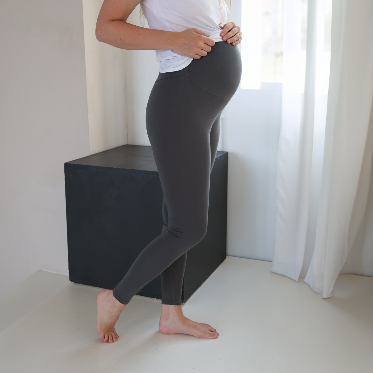 Leggings de maternidade em bambu - Cinzento