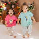 Maglietta per bambini oversize color menta con pappagallo Frida