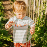Übergroßes T-Shirt für Kinder Gestreifte Muscheln in Seegrün