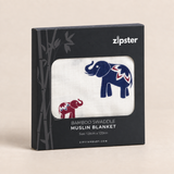 Elefanti in mussola blu navy