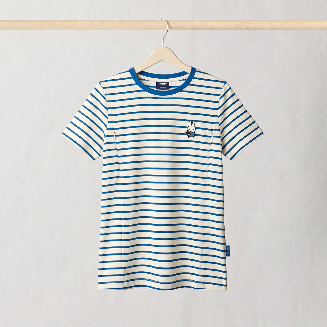 Miffy Gestreiftes Still-T-Shirt mit verdeckten Stillreißverschlüssen, Vorderansicht