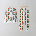 Miffy en el conjunto de salón de bambú con estampado de tulipanes «Meadow», vista frontal