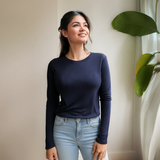 Amme-T-shirt med lange ærmer Marineblå