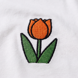 Weißes Still-T-Shirt mit aufgestickter orangefarbener Tulpe auf Miffy