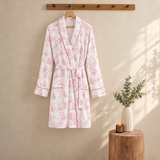 Women's Pink Toile de Jouy Bamboo Robe