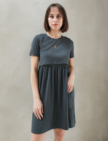 Copenhagen Breastfeeding T-Shirt Dress Charcoal